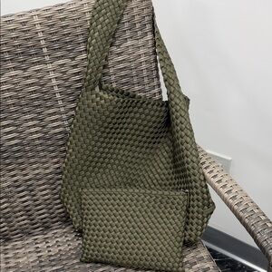 NAGHEDI Olive Green Woven Shoulder HOBO Bag with Pouch - Women Bags